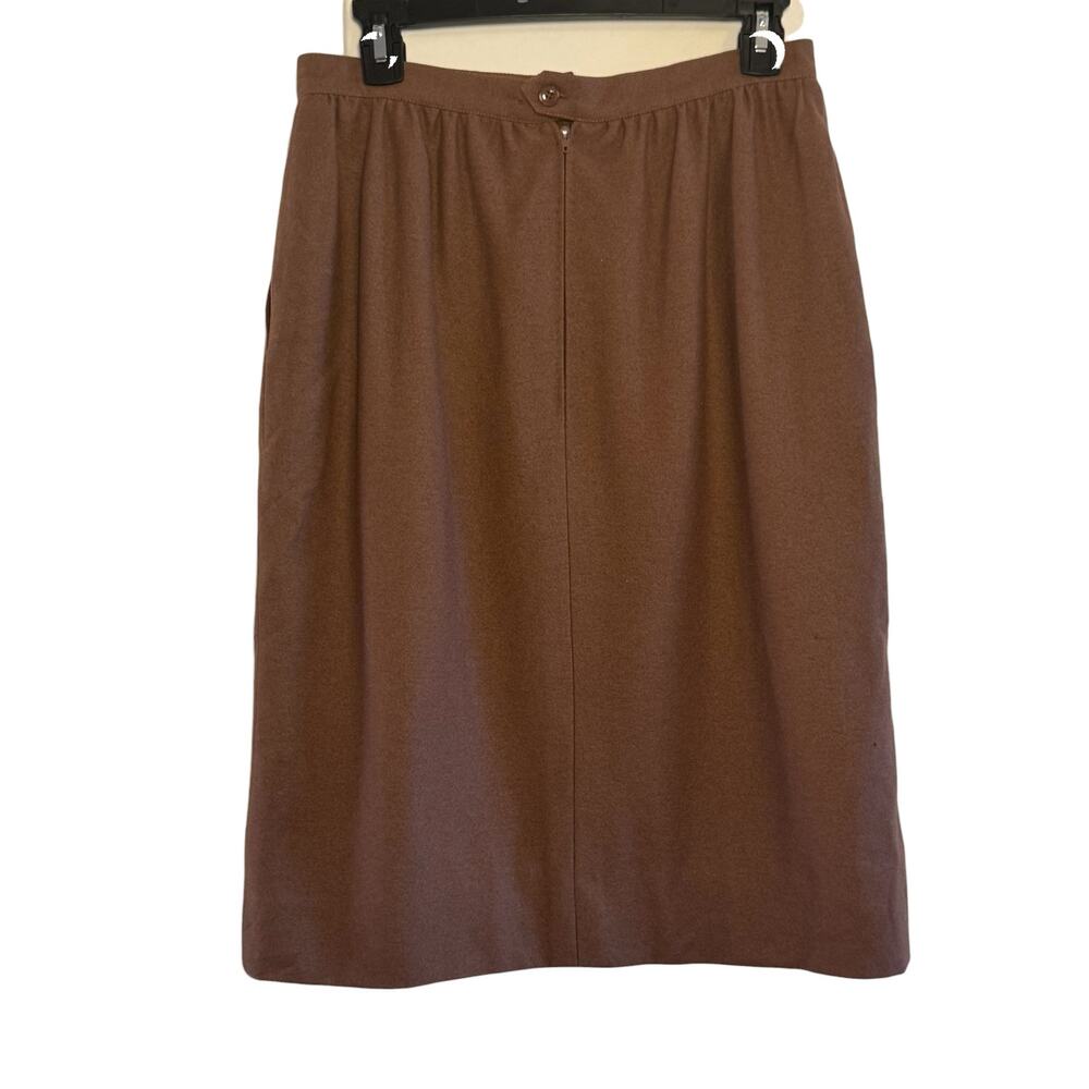 Per Spook Paris Made in France Brown Size 42 US 10 Wool Pleated Pencil Skirt